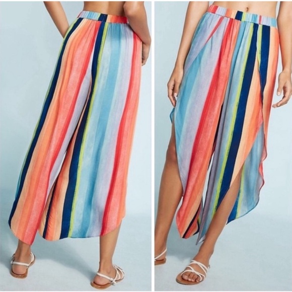 NWT Anthropologie Carla Weeks Watercolor Striped Tulip Pant XS - Picture 4 of 11